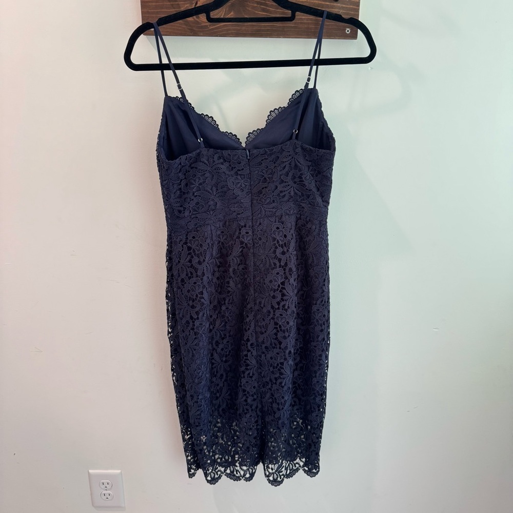 J Crew Navy Blue Guipure Lace Midi Dress Size 4 - Picture 9 of 11